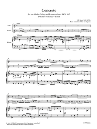 Concerto 2 Violons en ré mineur, BWV 1043 - BACH - Partition - Violon